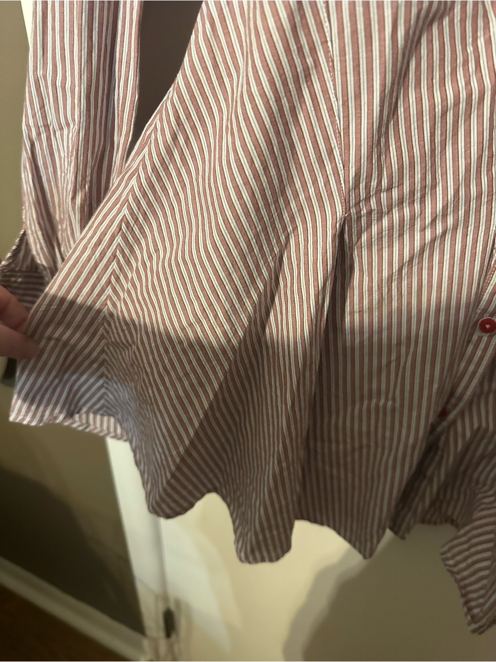 MAEVE by anthropology Long-Sleeve Waisted Buttondown striped Shirt size large - Picture 9 of 12